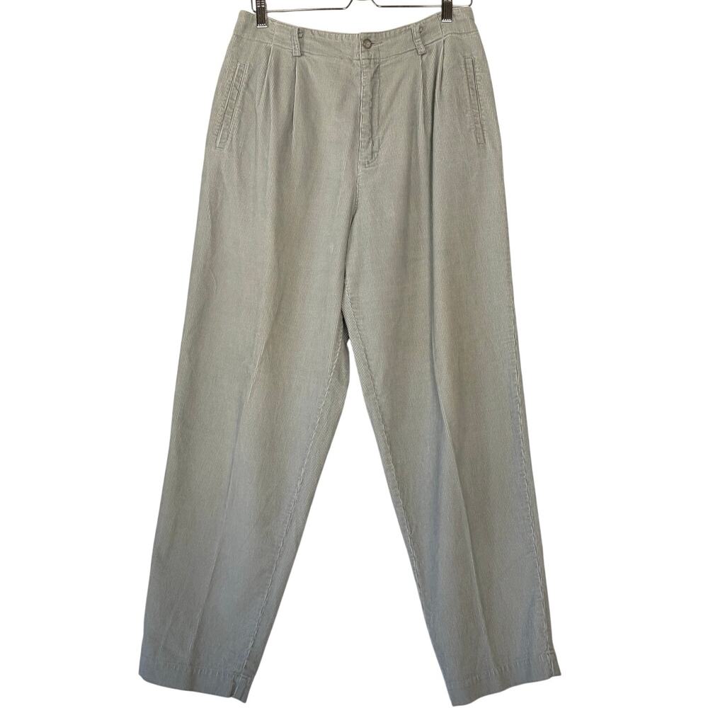 VTG Lizsport Corduroy High Rise Pants Pleated Front Spring Blue Gray Size 14